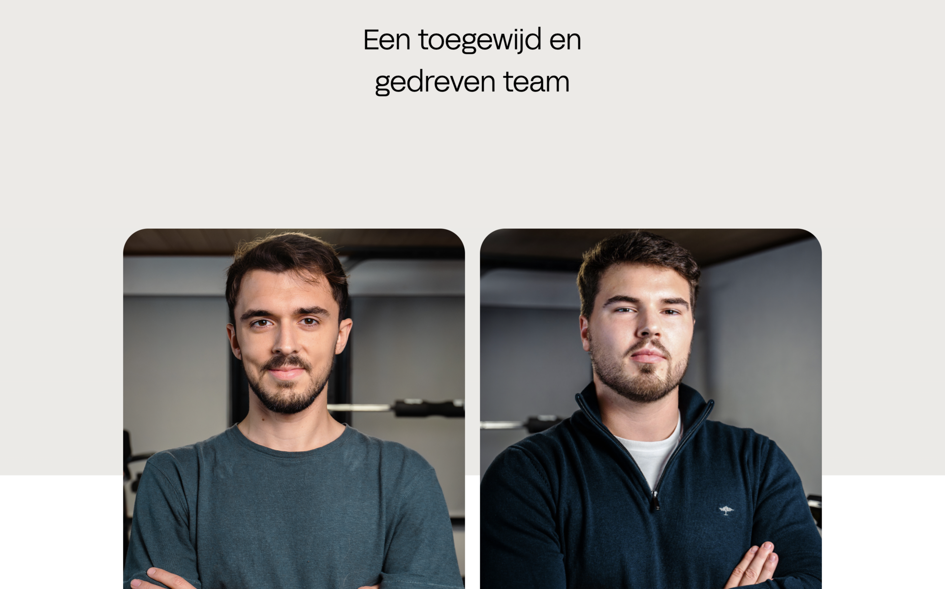 Pacco website, teampagina met Lucas en Daan
